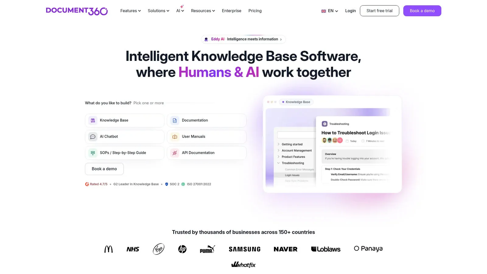 A live screenshot of document360.com that Serpjoy captured for the knowledge base comparison